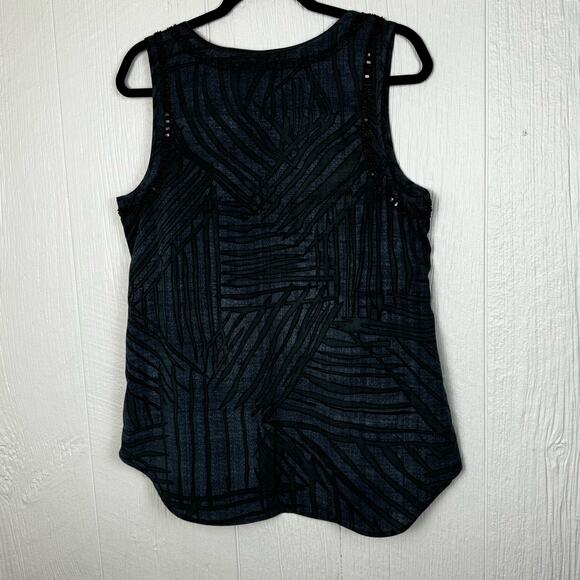 CABI Limited Edition Blue Gray Sequined Beaded Sleeveless Blouse Size Medium - Picture 2 of 7